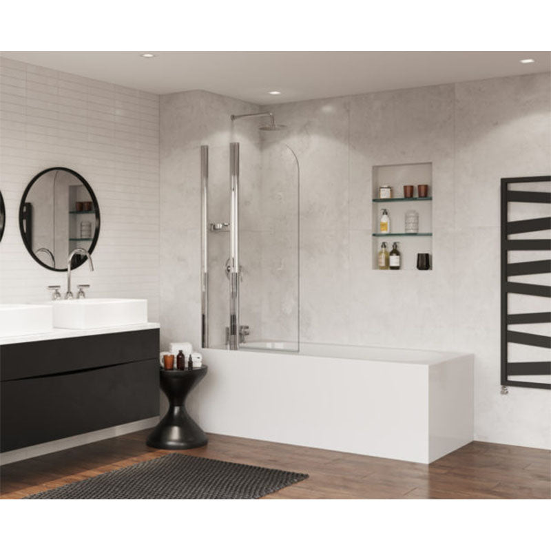 Coram Showers Compact Curved Bath Screen with Side Panel (1 size, Chrome) - Brand New Bathrooms