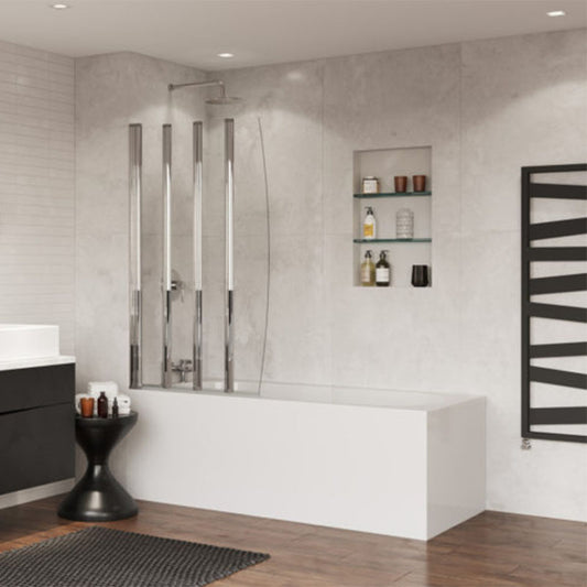 Coram Showers Folding 4 Panel Bath Screen (1 size, Chrome) - Brand New Bathrooms