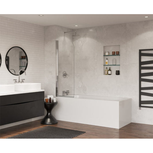 Coram Showers Compact Curved Bath Screen (1 size, Chrome) - Brand New Bathrooms