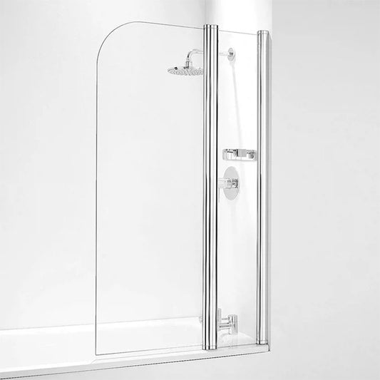 Coram Showers Compact Curved Bath Screen with Side Panel (1 size, Chrome) - Brand New Bathrooms