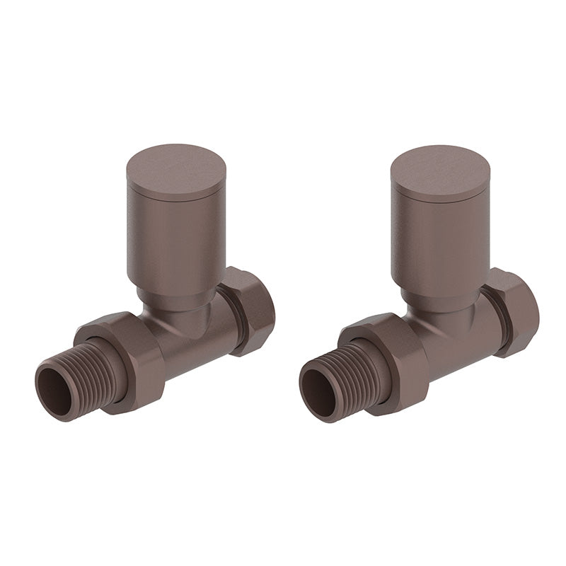 Tailored Bathrooms Modern Towel Rail Valves (3 styles, Brushed Bronze) - Brand New Bathrooms