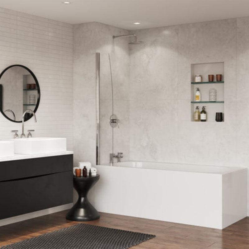 Coram Showers Bath Screen Panel for Shower Curtain (1 size, Chrome) - Brand New Bathrooms