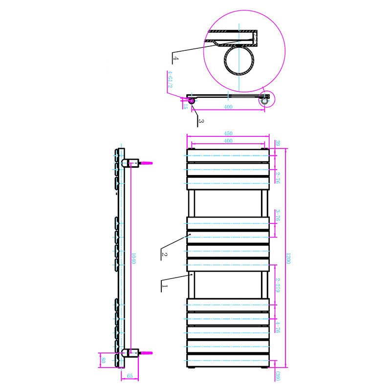 Tailored Bathrooms Queenstown Designer Towel Radiator (1 size, Brushed Bronze) - Brand New Bathrooms