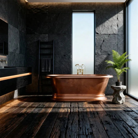 Coppersmith Creations Pedestal Copper Bathtub (2 sizes, Antique Copper) - Brand New Bathrooms
