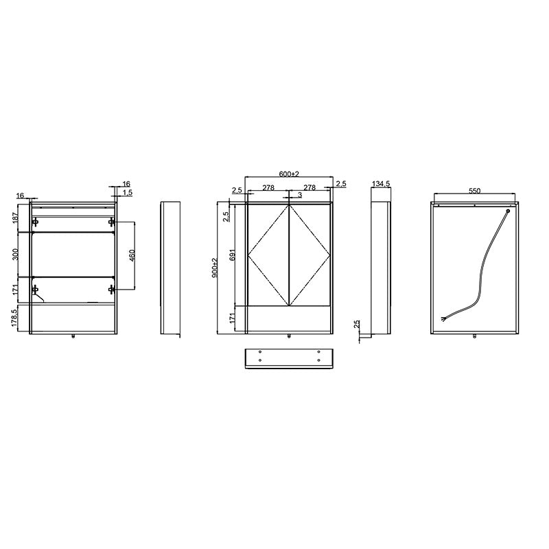 Tailored Bathrooms Poppy Double Door LED Mirror Cabinet with USB & Shaver Socket (1 size) - Brand New Bathrooms