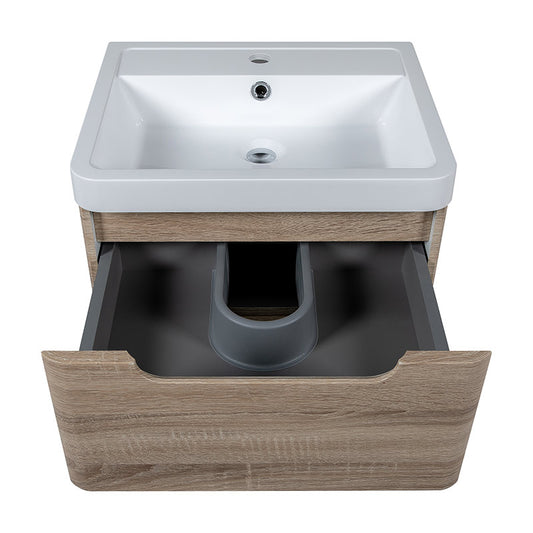 Tailored Bathrooms Monza Wall Hung Vanity Unit & Polymarble Basin (2 sizes, Country Oak) - Brand New Bathrooms