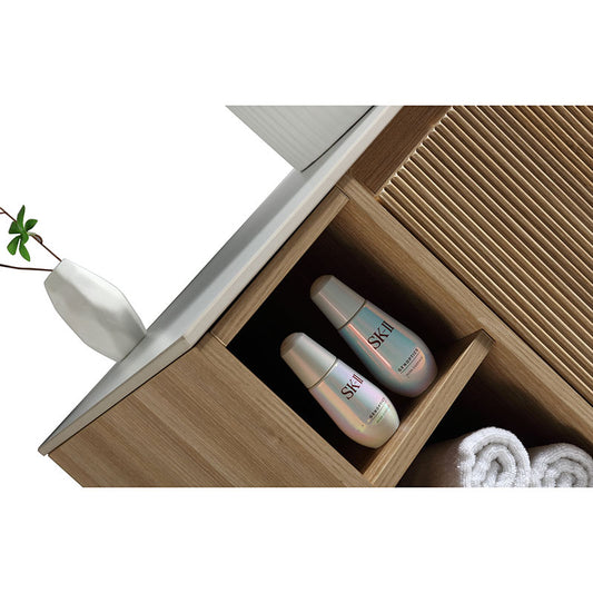 Tailored Bathrooms Flauto Wall Hung 800mm Vanity with Side Storage & Right Hand Sintered Stone Counter Top (1 size, 4 colours) - Brand New Bathrooms