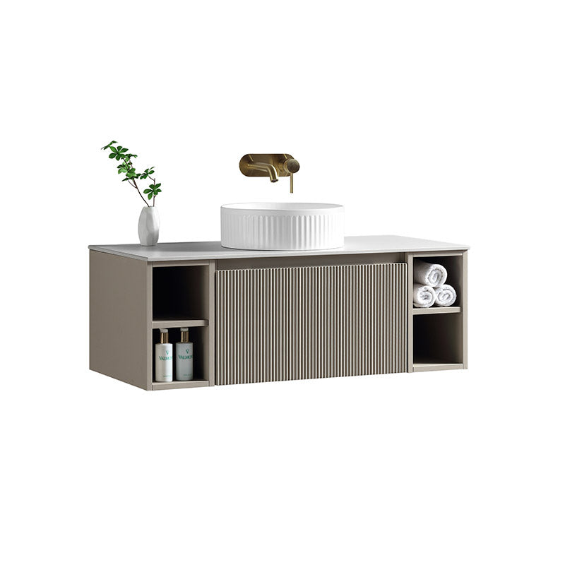 Tailored Bathrooms Flauto Wall Hung 1000mm Vanity unit with 2 Side Storage Boxes & Sintered Stone Counter Top (1 size, 4 colours) - Brand New Bathrooms