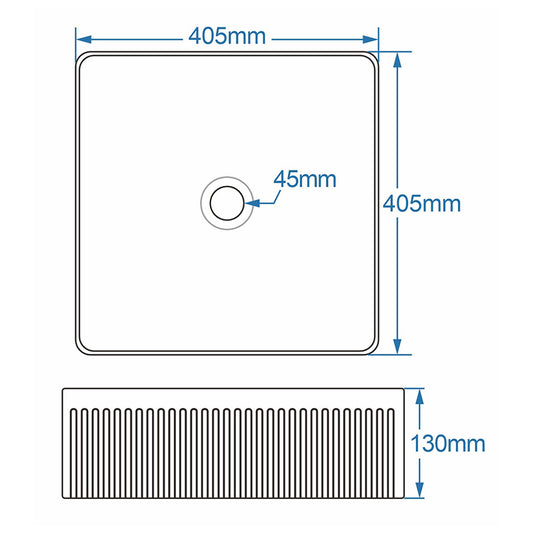 Tailored Bathrooms Flauto Fluted Square Counter Top Basin (Gloss White) - Brand New Bathrooms