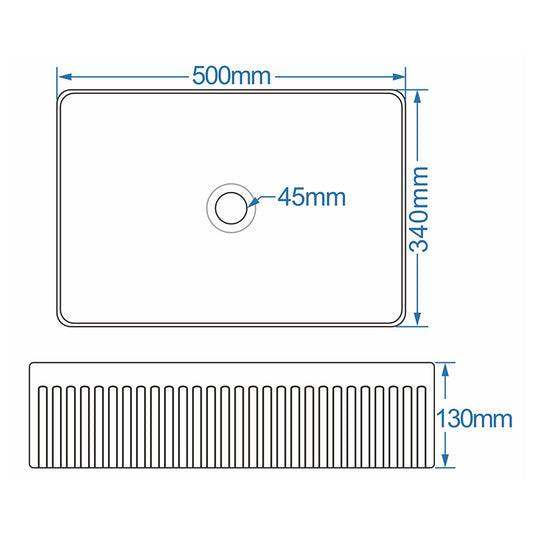 Tailored Bathrooms Flauto Fluted Rectangle Counter Top Basin (Gloss White) - Brand New Bathrooms