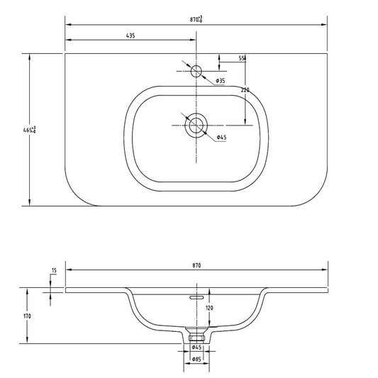 Tailored Bathrooms Flauto Matt Curve Basin (1 size, Matt White) BASIN ONLY