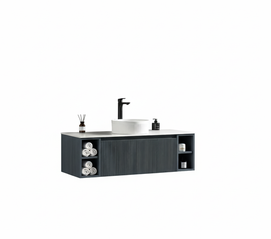 Tailored Bathrooms Flauto 1200mm Wall Hung Vanity with 2 Side Storage Units & Sintered Stone Counter Top (1 size, 4 colours)