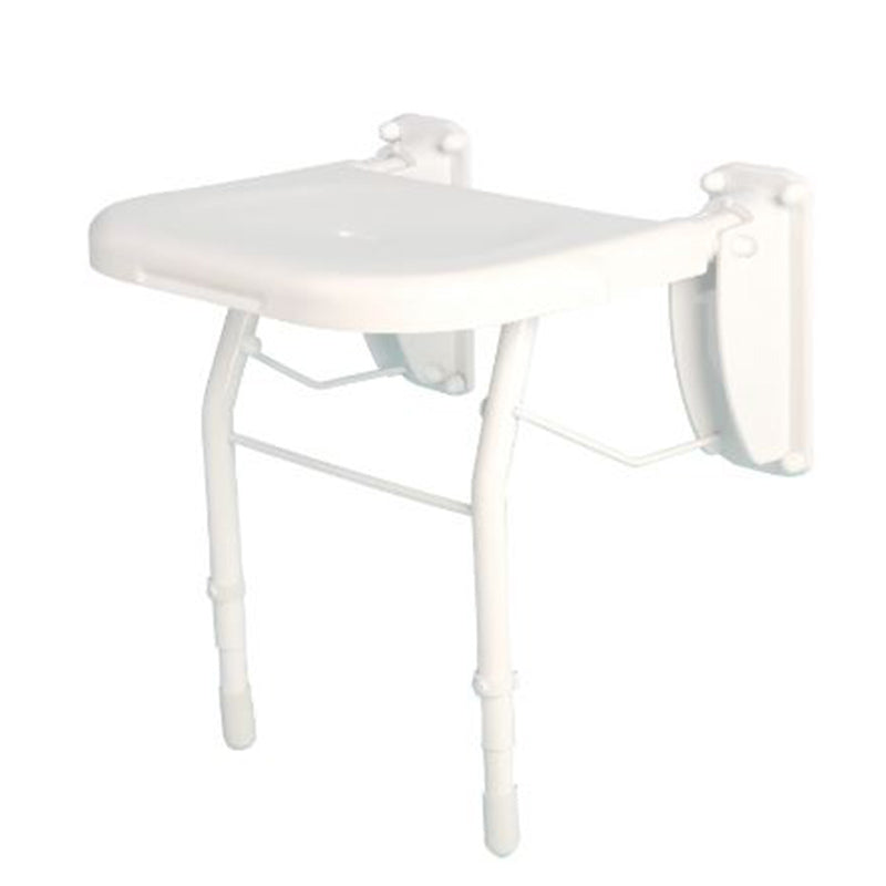 Bathex Professional Slotting Action Shower Seat with Stainless Steel Legs & Aluminium Brackets (White) - Brand New Bathrooms