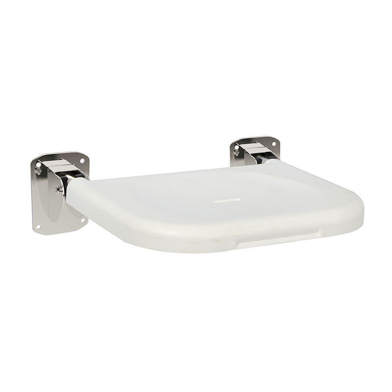 Bathex Distinction Friction Shower Seat with Mirror Polished Stainless Steel Backplates (White) - Brand New Bathrooms