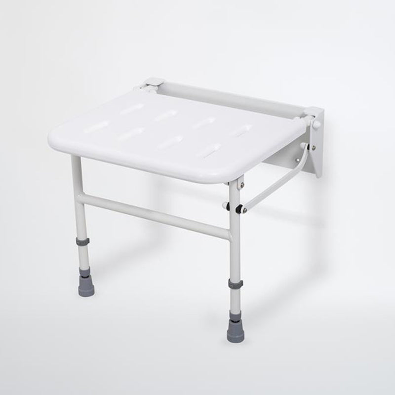 Bathex Professional Compact Shower Seat with Stainless Steel Legs (White) - Brand New Bathrooms