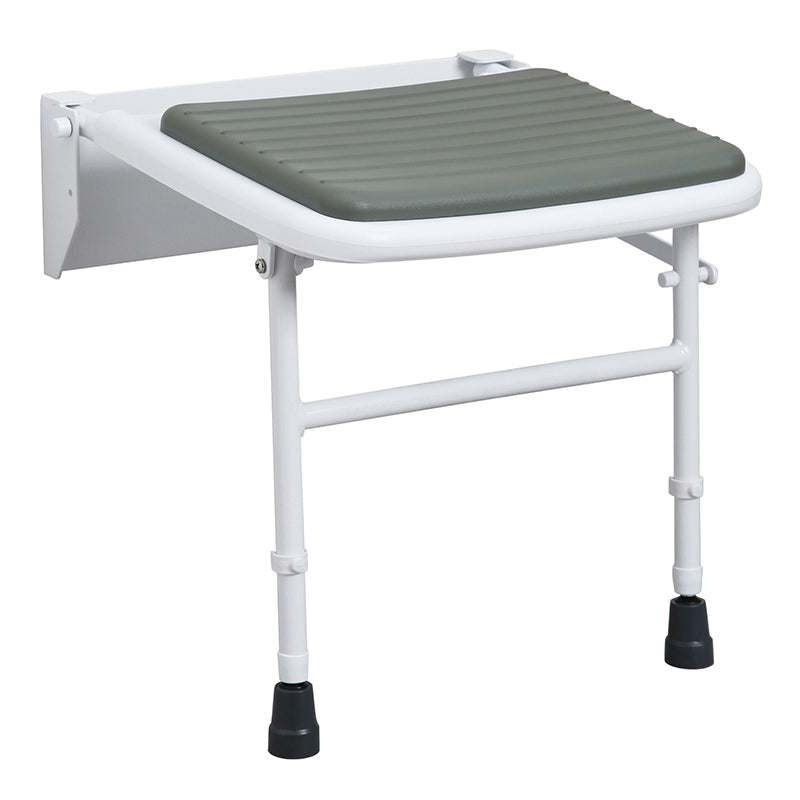 Bathex Professional Compact Padded Shower Seat with Stainless Steel Legs (White) - Brand New Bathrooms