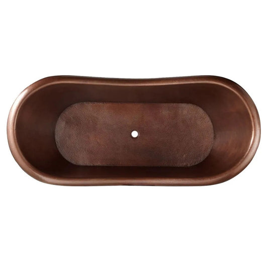 Coppersmith Creations Hammered Double Slipper Cascading Beaded Base Bathtub (2 sizes, Copper) - Brand New Bathrooms