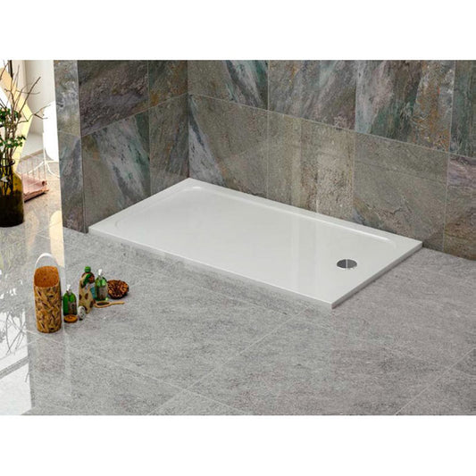 Tailored Bathrooms Gelcoat Stone Resin Rectangle Low Profile Shower Tray (8 sizes, White) - Brand New Bathrooms