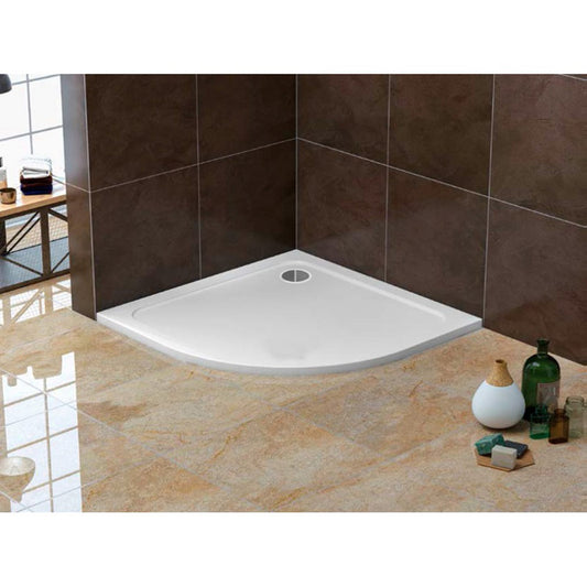 Tailored Bathrooms Gelcoat Stone Resin Quadrant Low Profile Shower Tray (2 sizes, white) - Brand New Bathrooms