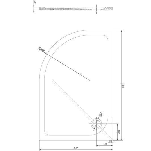 Tailored Bathrooms Gelcoat Stone Resin Left Side Offset Quadrant Low Profile Shower Tray (2 sizes, white) - Brand New Bathrooms