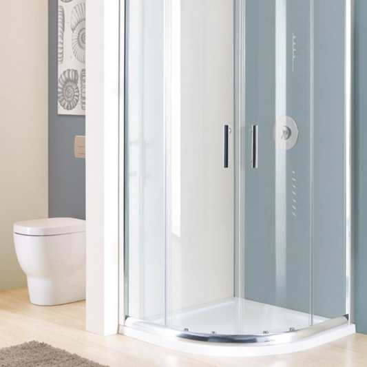 MX Elements Flat Top Offset Quadrant ABS Stone 550 Radius Left Hand Shower Tray (19 sizes) (Anti-Slip options available) - Brand New Bathrooms