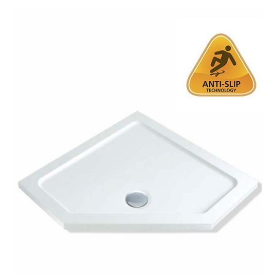 MX Elements Flat Top Pentangle ABS Low Profile Shower Tray (1 size) (Anti-Slip option available) - Brand New Bathrooms