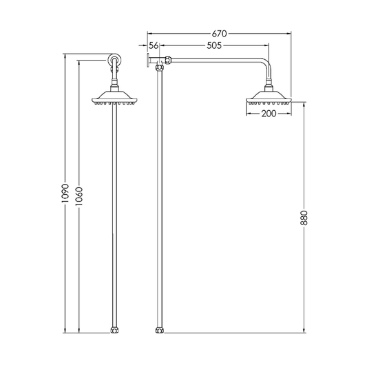 Hudson Reed Shower Kits Rigid Riser Kit - Chrome / White - Brand New Bathrooms