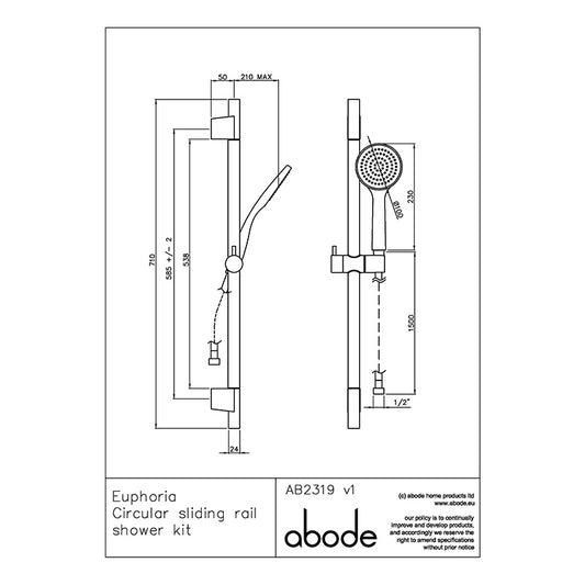 Abode Euphoria Sliding Rail Multi Pattern Shower Kit (1 size, Chrome)