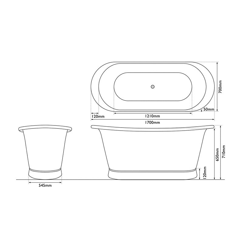 Hurlingham Allingham Double Ended Nickel French Style Bathtub (1 size, Nickel) - Brand New Bathrooms