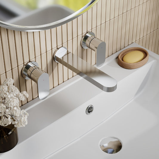 Nuie Binsey Wall Mounted Basin Mixer (Chrome) - Brand New Bathrooms