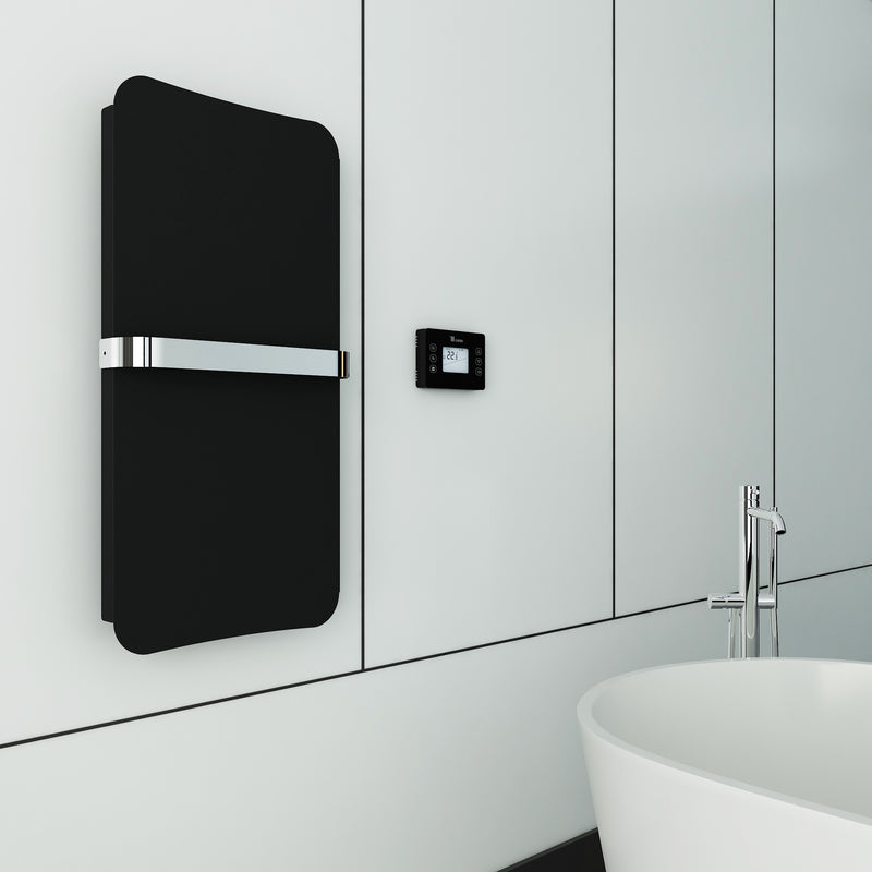 Carisa Boreas Flat Electric Radiator with Towel Holder (2 sizes, 2 colours) - Brand New Bathrooms