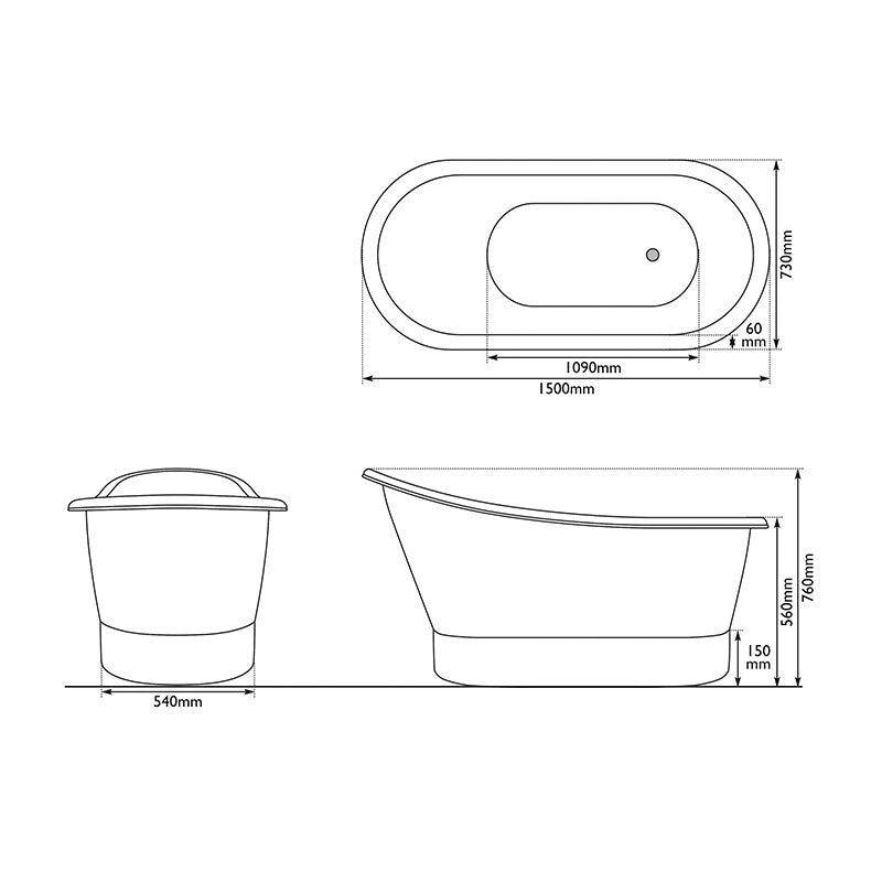 Hurlingham Bijou Single Ended Copper Slipper Bathtub (1 size, 2 styles) Made to Order - Brand New Bathrooms
