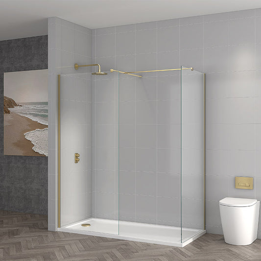 Tailored Bathrooms TI8 Wetroom Panel w. Profile Kit (6 sizes, Brushed Brass) - Brand New Bathrooms
