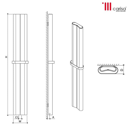 Carisa Curvy Bath Aluminium Bespoke Radiator (5 sizes, 2 colours) - Brand New Bathrooms