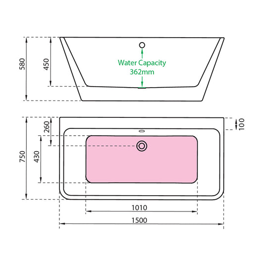 Charlotte Edwards Eris Back to Wall Acrylic Rectangular Bathtub - Brand New Bathrooms