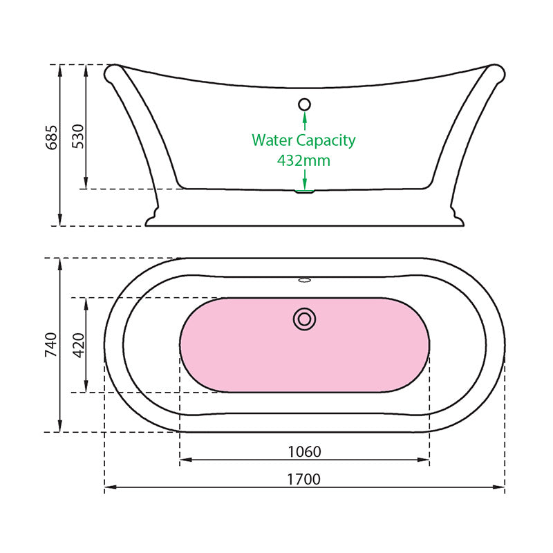 Charlotte Edwards Purley Freestanding Acrylic Oval Bathtub - Brand New Bathrooms