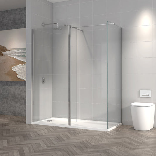 Tailored Bathrooms TI8 Wetroom Panel w. Profile Kit (6 sizes, Chrome) - Brand New Bathrooms