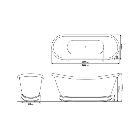 Hurlingham Bulle Reserve Large Double Ended Copper Bathtub (1 size, Copper Exterior, Nickel Interior) - Brand New Bathrooms