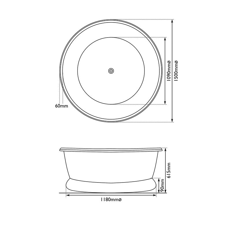 Hurlingham Baignoire Hammered Round Copper Bathtub (1 size, Copper) Made to Order - Brand New Bathrooms