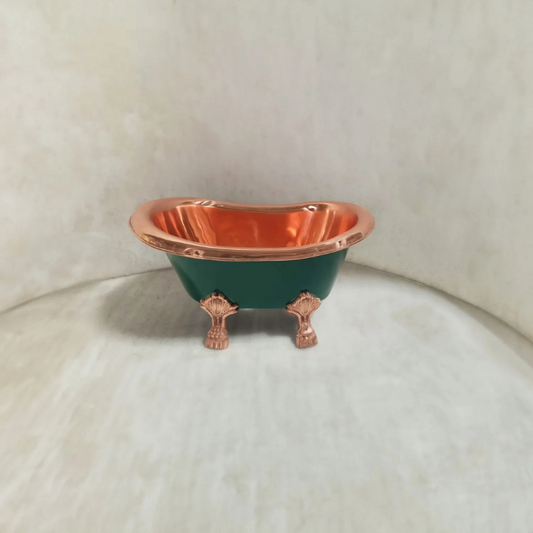 Coppersmith Creations Clawfoot Copper Baby Tub Style Basin (1 size, Polished Copper Interior, Blue/Green Exterior) - Brand New Bathrooms