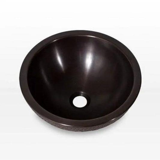 Coppersmith Creations Double Walled Round Copper Sink (1 size, Dark Embossed Finish) - Brand New Bathrooms