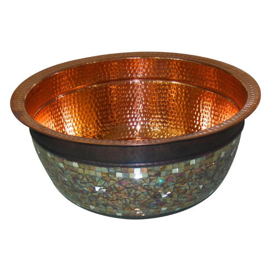 Coppersmith Creations Round Copper Sink (1 size, Glass Mosaic Exterior) - Brand New Bathrooms