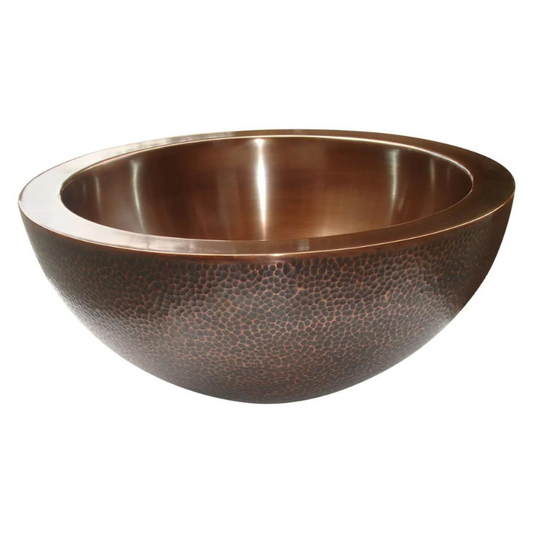 Coppersmith Creations Round Double Wall Hammered Copper Sink (1 size, Copper) - Brand New Bathrooms