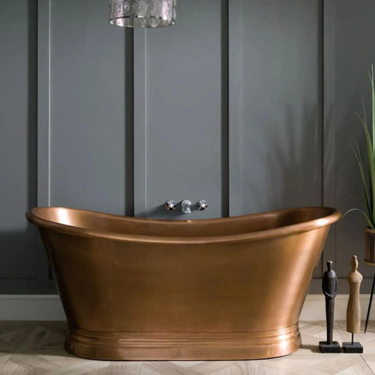 Coppersmith Creations Slanted Cascading Base Copper Bathtub (1 size, Full Antique Finish) - Brand New Bathrooms