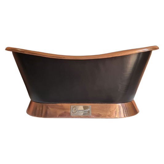 Coppersmith Creations Slanting Base Copper Bathtub (1 size, Black Exterior) - Brand New Bathrooms