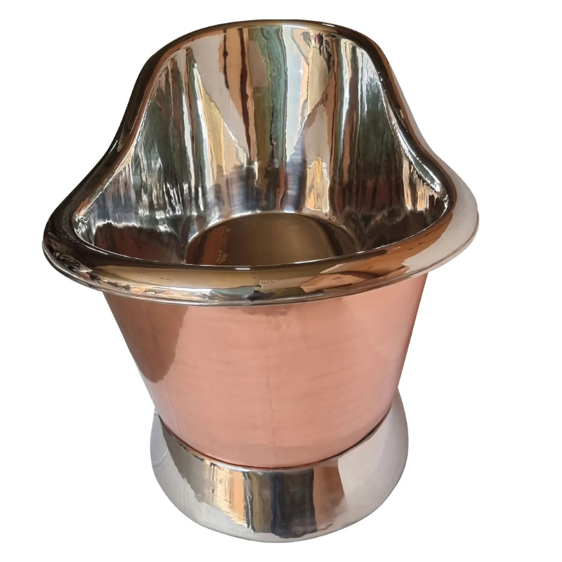 Coppersmith Creations Slanting Base Copper Bathtub (1 size, Polished Copper Exterior, Nickel Interior & Base) - Brand New Bathrooms