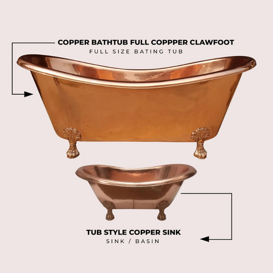 Coppersmith Creations Copper Tub Style Clawfoot Sink (1 size, Full Copper) - Brand New Bathrooms