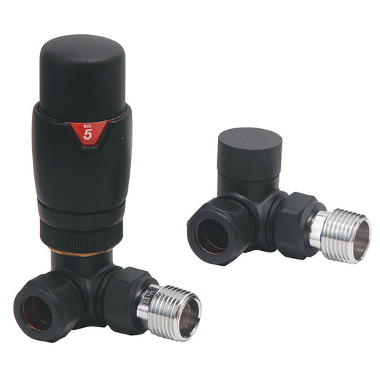 Scudo Radiator Valves Designer Corner (Pair) (5 Colours) - Brand New Bathrooms