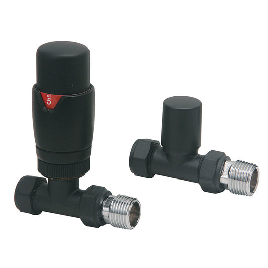 Scudo Radiator Valves Designer Straight (Pair) (5 Colours) - Brand New Bathrooms