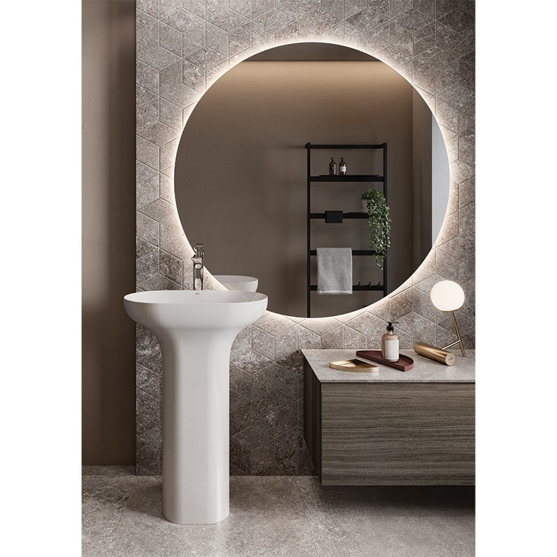 RAK Ceramics Des 1 Tap Hole Freestanding Wash Basin with Hidden Fixations (1 size, White) - Brand New Bathrooms